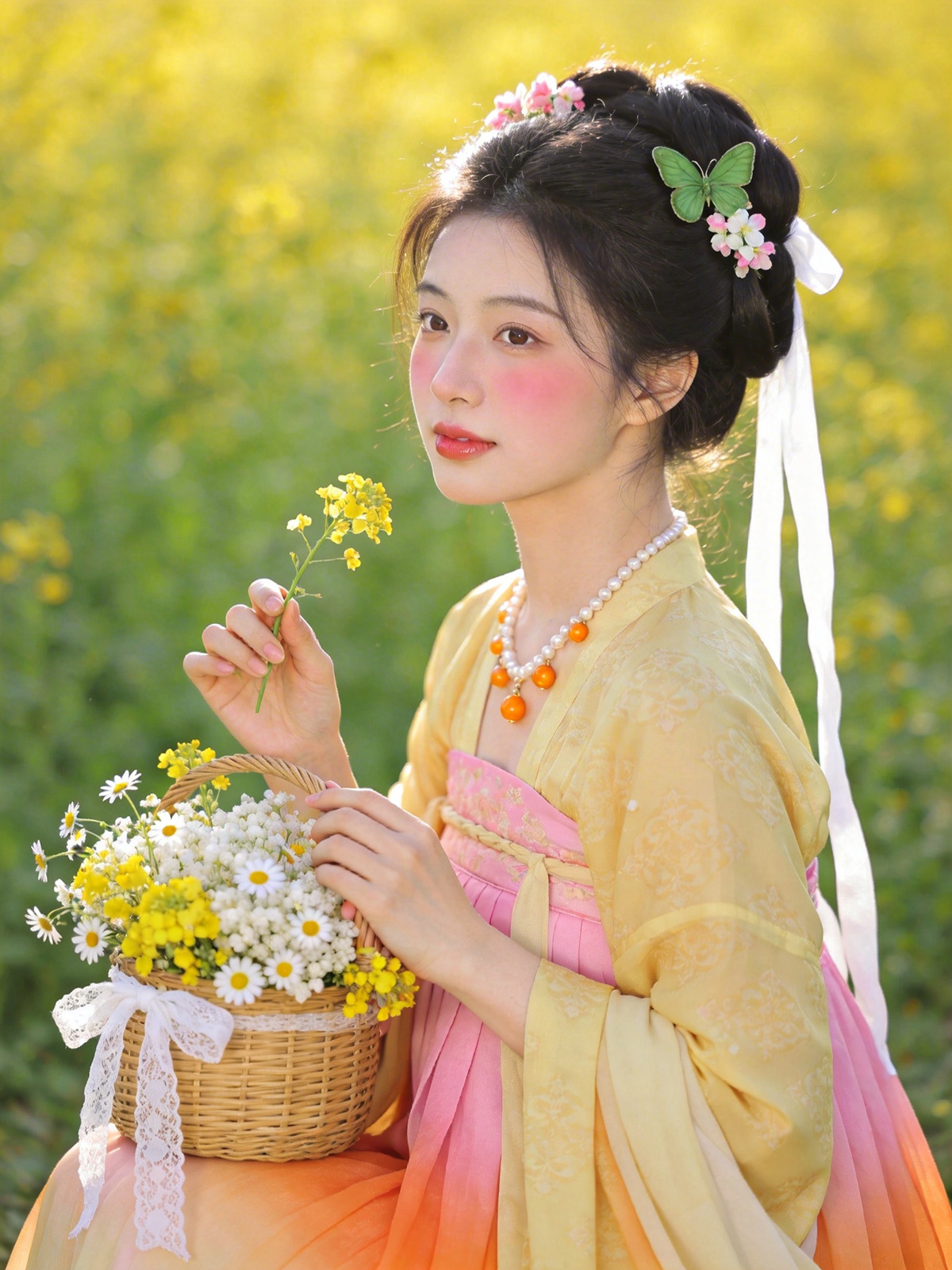 古風人像攝影油菜花東方少女