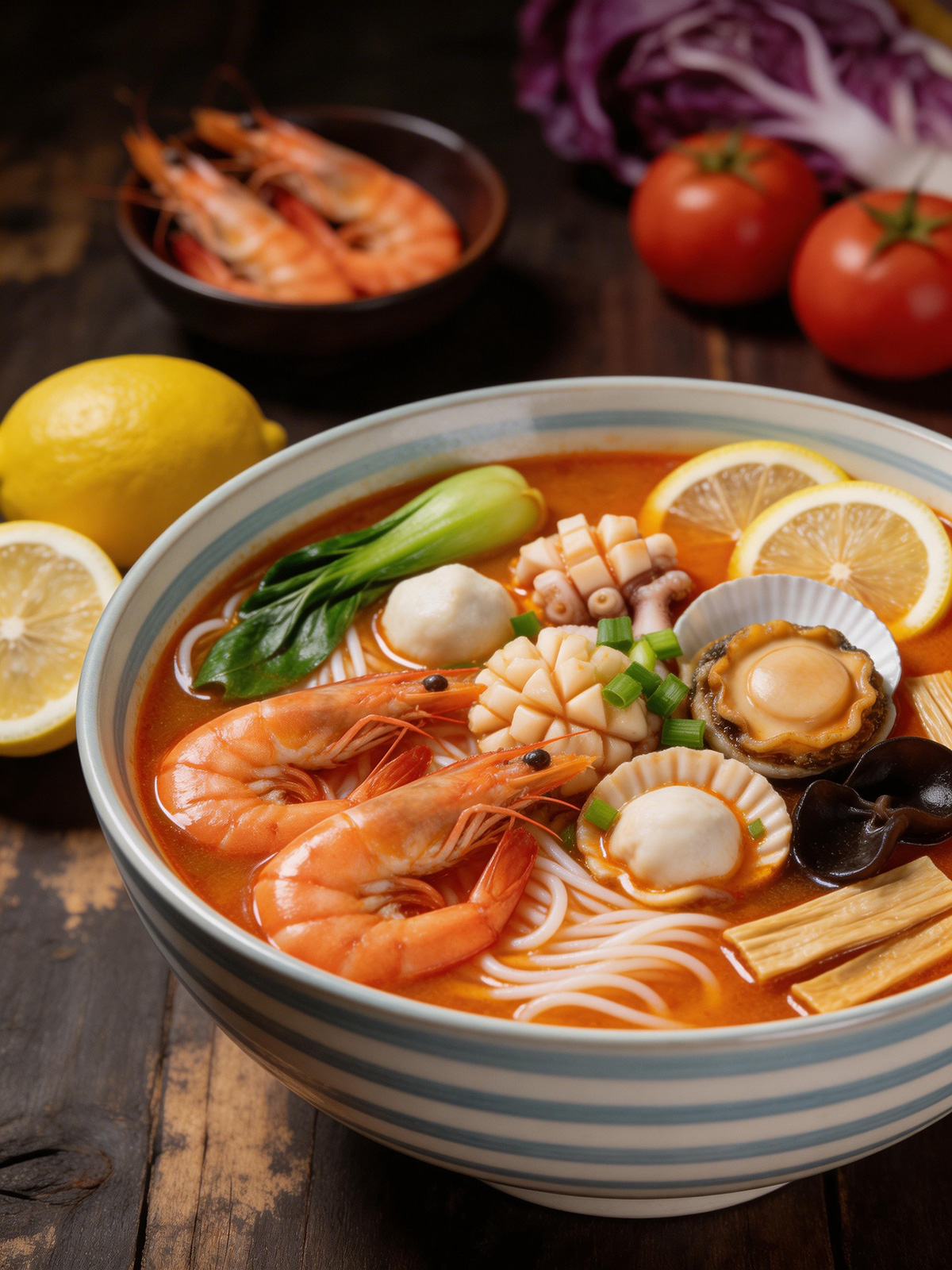 專業(yè)商業(yè)海鮮酸湯米線攝影